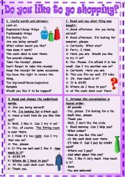 English Worksheet: Do you like to go shopping?