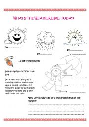 English Worksheet: Whats the weather like,today?