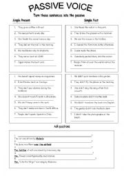 English Worksheet: Passive Voice - present and past simple