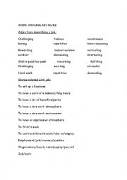 English Worksheet: work  vocabulary and activitiesB1/B2