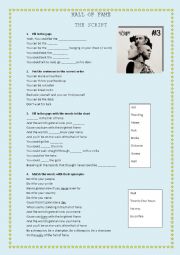 English Worksheet: HALL OF FAME THE SCRIPT