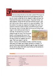 English Worksheet: The lion and the mouse