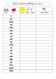 English Worksheet: Spelling success