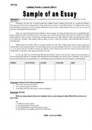 English Worksheet: Smoking: Writing activity and linking words