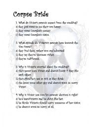 English Worksheet: Corpse Bride