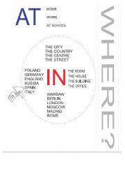 English Worksheet: AT an IN (place) comparison