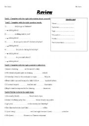 English Worksheet: Review 9th form (1st meeting)
