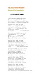 English Worksheet: Song you`re gonna miss me
