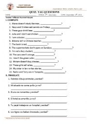 English Worksheet: Tag questions