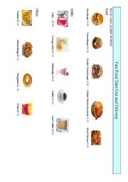 English Worksheet: fast food