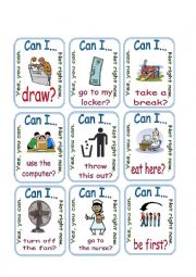 English Worksheet: Can I ? / Permission / Go Fish 3/3