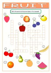 English Worksheet: Fruit Crossword