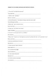 English Worksheet: reported speech