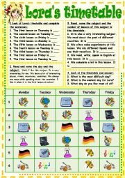 English Worksheet: Loras timetable