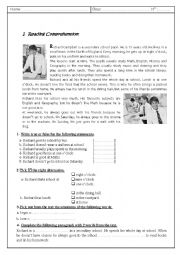 English Worksheet: Reading and compreenhision