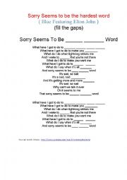 English Worksheet: Tasks for song 