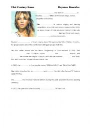 English Worksheet: Beyonce Knowles biography