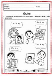 English Worksheet: My family