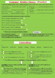 Grammar ws:  Relative pronouns & clauses !