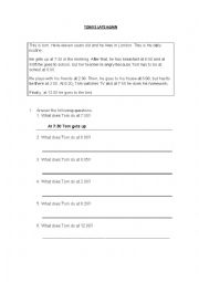 English Worksheet: tom is always late