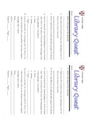 English Worksheet: Library Quest