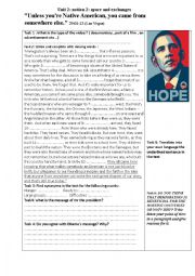 English Worksheet: Obam�s speech on immigration listening comprehension -key and link included 