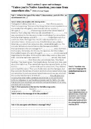 English Worksheet: Obams speech on immigration listening comprehension -key and link included 