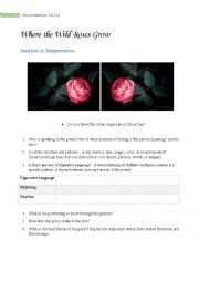 Where the Wild Roses Grow analysis worksheet