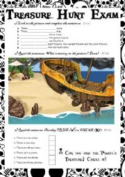 English Worksheet: Treasure Hunt Exam