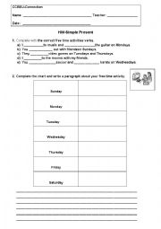 English Worksheet: Simple Present and free time activities