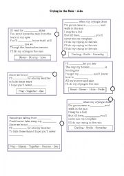 English Worksheet: Crying in the rain - Song Exercise