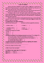 English Worksheet: A DAY AT SCHOOL