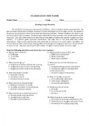 English Worksheet: Reading comprehension