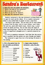 English Worksheet: Sandras Restaurant