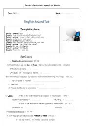 English Worksheet: through the phone