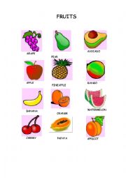 English Worksheet: Fruits