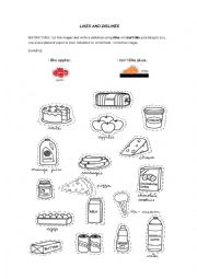 English Worksheet: Likes and dislikes with food