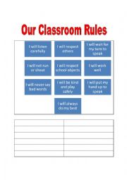 English Worksheet: Our Classroom Rules