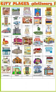 English Worksheet: City places:pictionary 1