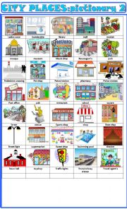 English Worksheet: City places:pictionary 2