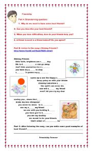 English Worksheet: Song for Friendshing