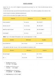 English Worksheet: Short answer