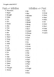 English Worksheet: irregular verbs practice part 1