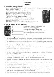 English Worksheet: THE STRANGER - CHAPTER 7