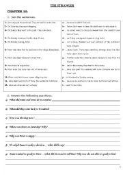 English Worksheet: THE STRANGER - CHAPTER 10 & 11