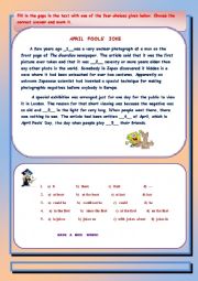 English Worksheet:  April Fools Day  reading the text