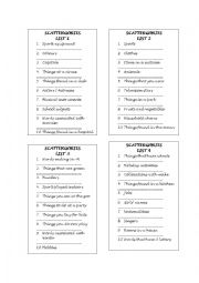 English Worksheet: Scattergories