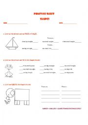 English Worksheet: Practice Sheet SHAPES