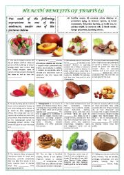 English Worksheet: HEALTH BENEFITS OF FRUITS part 3 (with key)