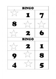 English Worksheet: Numbers and Colours bingo